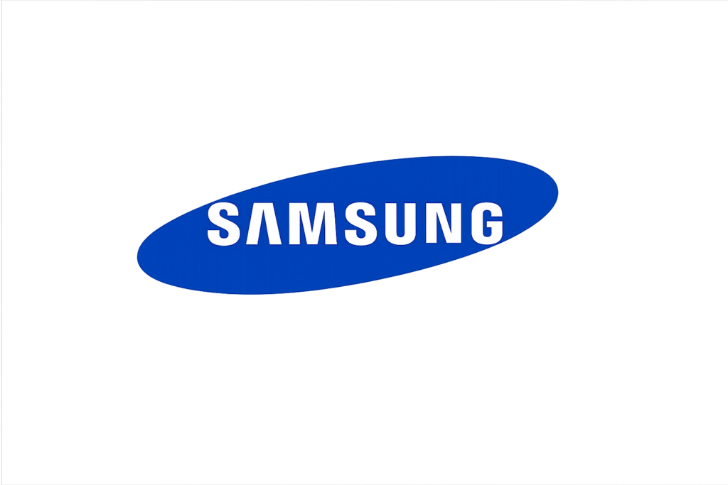 Logo Samsung, marque de smartphones, chargeurs USB-C et accessoires de recharge