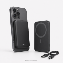 Batterie externe magnétique pour smartphone avec recharge sans fil et câble USB-C