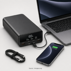 Batterie externe pour ordinateur portable avec PC portable, smartphone et câble USB-C
