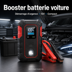 Booster de batterie voiture 12V avec pinces de démarrage