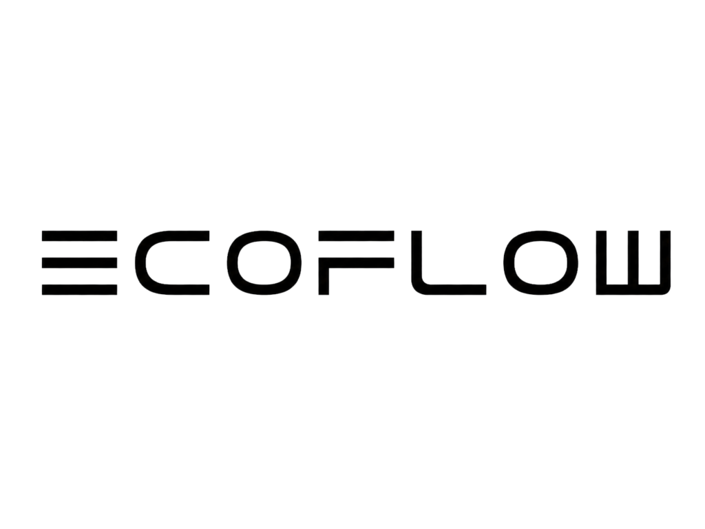 Logo EcoFlow, marque de stations d’énergie portables, batteries externes et solutions de recharge nomade